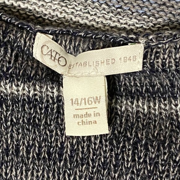 CATO Open Front Cardigan Size 14W 16W Gray Beachy Lagenlook Sweater Hoodie - Picture 4 of 6